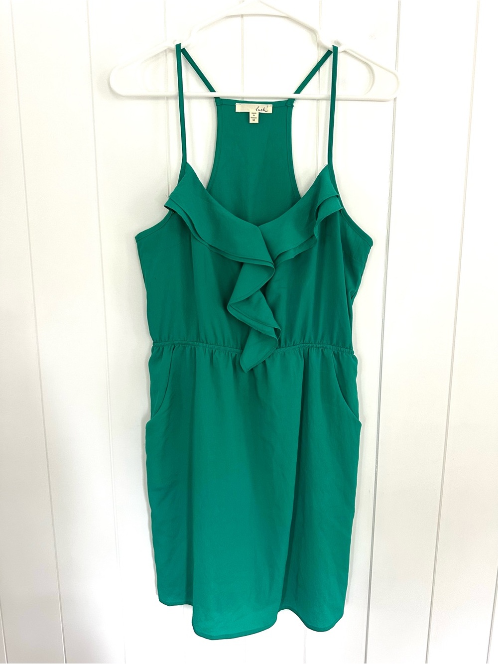 Lush Teal Ruffle-Front Spaghetti Strap Mini Dress